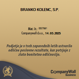CompanyWall bonitetna izvrstnost Branko Kolenc s.p.