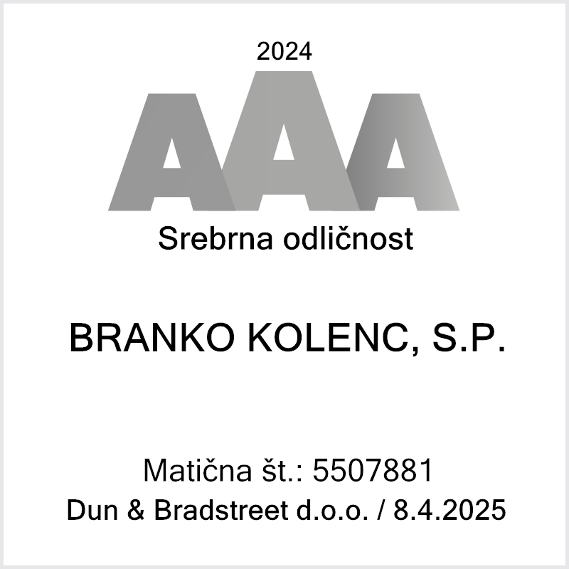 AAA srebrna odličnost Dun & Bradstreet Branko Kolenc s.p.